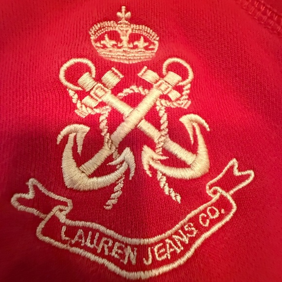 Lauren Jeans Co Red and Gold Zip-Up Sweatshirt Size Large - Picture 4 of 7